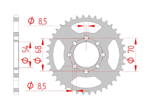 Kit chaine Acier HONDA C 50 80 1975-1980