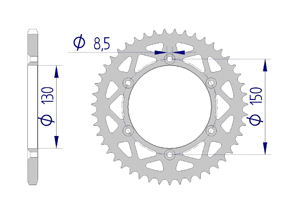 Kit chaine ALU YAMAHA YZ 125 2005-2015 Renforcé